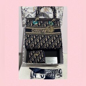 Black Blue and Gold Women's Mini Bag Wallet Set